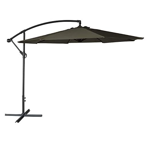 Happy Garden Parasol déporté OAHU rond 3,50m de diamètre gris avec manivelle. Parasol déporté inclinable et rabattable.