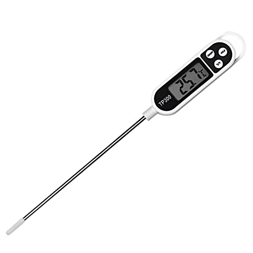 Kitchen Thermometer, 3s Instant Read, Digital Kitchen Thermometer with Long Probe and °C/°F Switchable, for Meat, BBQ