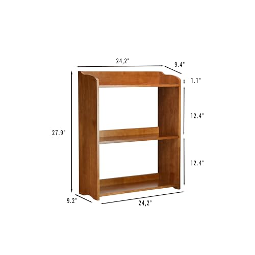 Image of Narrow Bookcase by Natural Wood, 3 Tier Bookshelf, Small Book Shelves Freestanding Display Storage Shelves. Open Bookshelf for Bedroom, Living Room and Office (Brown, 3 Tier Simple)