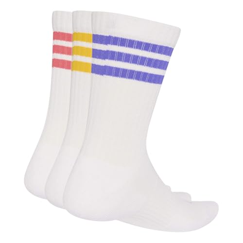 adidas Unisex 3Stripes Cushioned Sportswear Crew Socks 3 Pair Pack Socks, white/Solar Purple/crew yellow/Pure Turbo, S – Ansicht 3