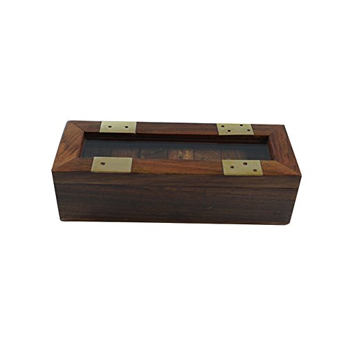 Juego de dominó de madera hecho a mano miniatura 6