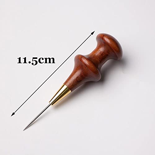 Junetree Mr.tomato Gourd Shape Awl Tailors Awl Wooden Handle Scratch Awl Sewing Awl Tool For Leathercraft Leather Hole Punch #TOP1