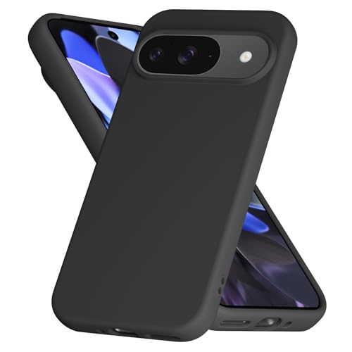 Image of Tobfit Silicone Case for Google Pixel 9 & Google Pixel 9 Pro - Soft Flexible Skin-Friendly Shockproof Protective Matte Cover - Black