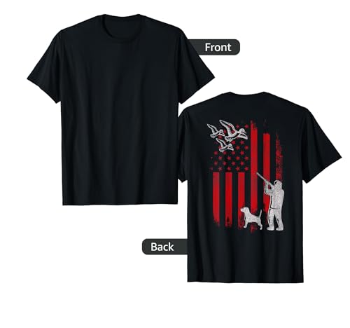 Duck Bird Hunter Distressed USA American Flag Hunting Squad T-Shirt for Women Kids Men