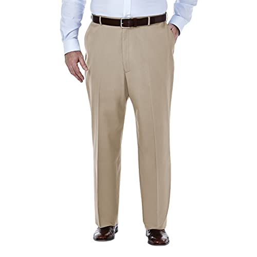 Haggar Men's Premium No Iron Khaki Classic Fit Expandable Waist Flat Front Pant Reg. and Big & Tall Sizes Underpants