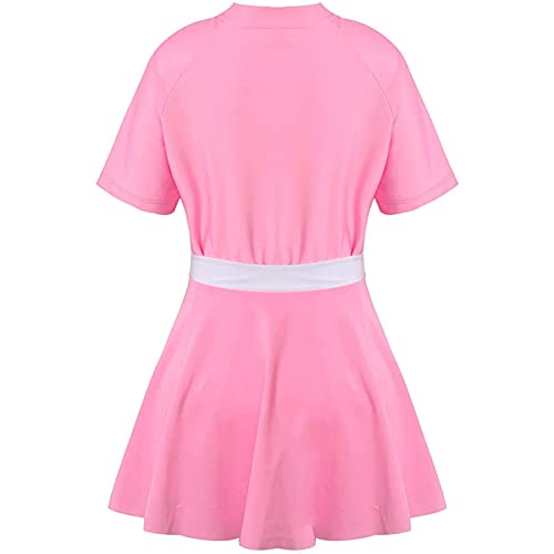 Image of ZUYPSK Kids Girls' Athletic Two-Piece Swimsuits Short Sleeve Rashguard Shirts with Swim Skirts Bathing Suit