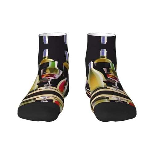 YANYU Calcetines de cóctel y botellas de vino con estampado de copas de vino para todos los días para hombres y mujeres, calcetines cómodos para adultos, 1 Negro, talla única