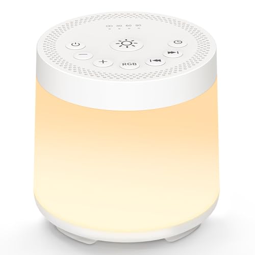 Image of Rechargeable Nursery Night Light Sound White Noise Machine for Baby Kids Adults with Hushing Sounds 30 Sleeping Sounds 12 Colors Night Light 4 Timers Memory Function for Home Breastfeeding Camping