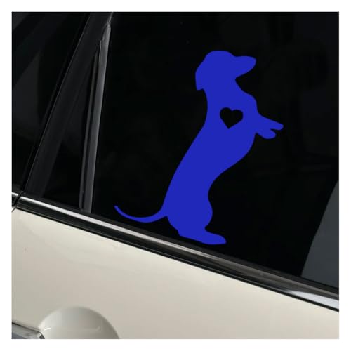 Image of 5.5 inch Dachshund Heart Dog Vinyl Decal, Waterproof Car Bumper Sticker for Car, Truck, Wall, Laptop (Blue)