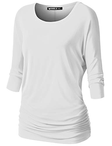 NINEXIS Womens V-Neck 3/4 Sleeve Drape Dolman Top