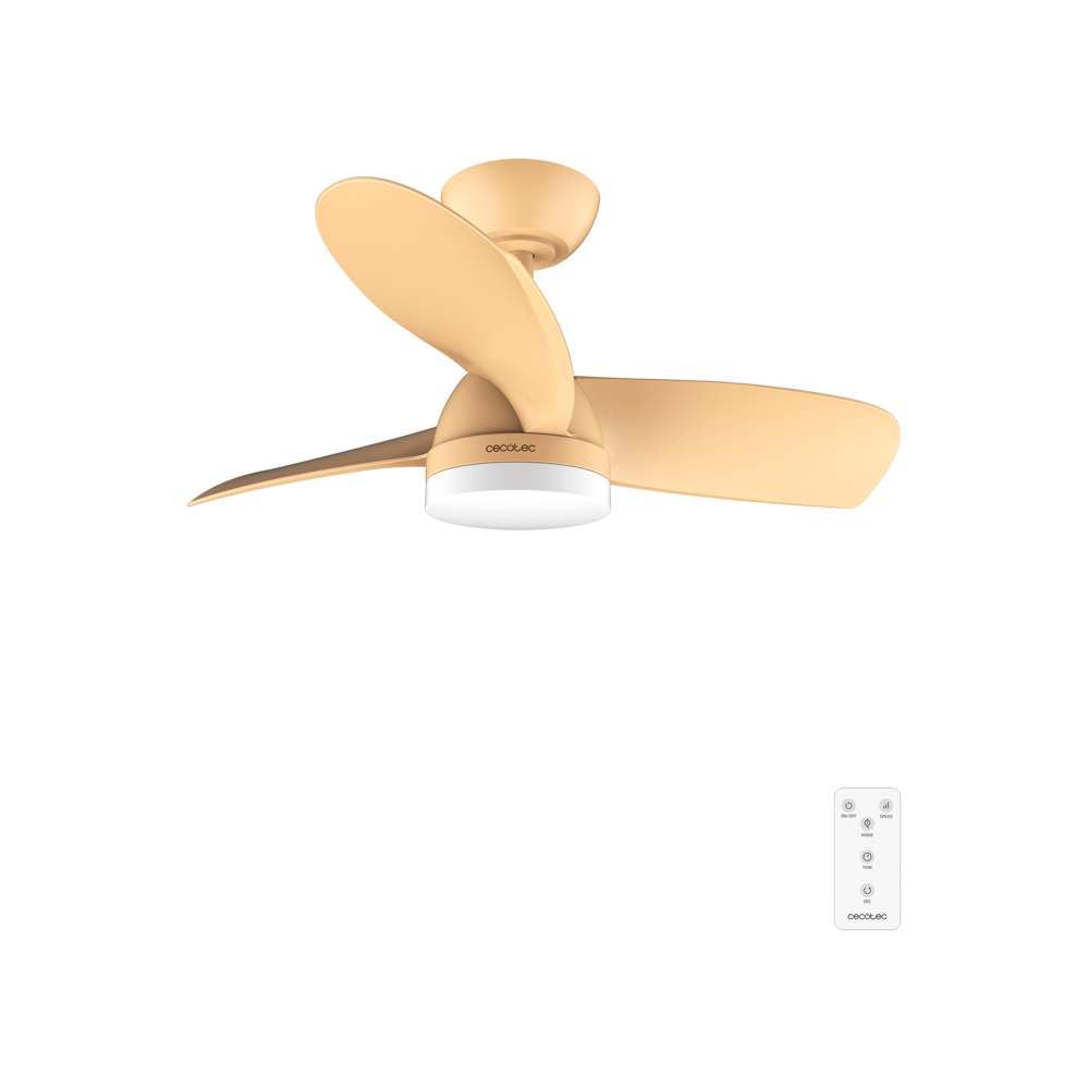 Cecotec - Ventilatore da Soffitto con luce EnergySilence Aero 3050 Orange, 35 W, motore DC, diametro 92 cm con luce LED, telecomando, timer, 6 velocità e 3 lame