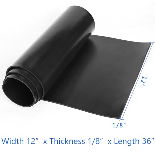 Image of WochiTV Solid Rubber Sheets Strips, 12 inch Wide x 1 /8 inch Thick x 36 inch Long Neoprene Rubber Rolls Perfect for DIY Gasket Material, Sealing, Liner, Shield, Padding, Mat