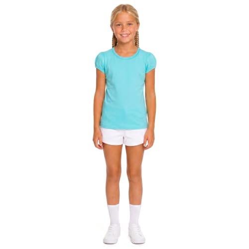 Image of Lilax Girls Short Puff Sleeve Cotton T-Shirt, Toddler & Little Girls Top | 95% Cotton Puff Sleeve Tee; Crewneck, Short Sleeve; Toddler & Girls Sizes 2T-12; for School, Play & Everyday; Machine Wash