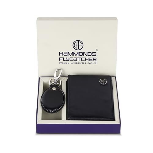 Image of HAMMONDS FLYCATCHER Premium Diwali Gift for Men - Leather Wallet for Men with Keyring Combo - Men's Wallet with 8 Card Slots - Birthday Special & Unique Festival Gift Ideas for Husband, Boyfriend