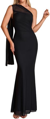 HTZMO Womens One Shoulder Formal Wedding Guest Maxi Dress Summer ...