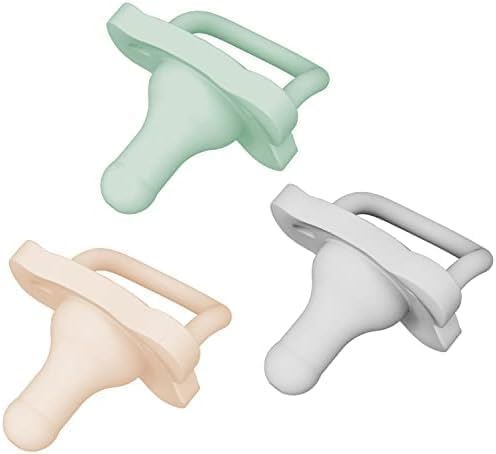 Dr. Brown's HappyPaci 100% Silicone Baby Pacifier,Contoured -Piece Design,Gray/Green/Ecru,0-6m,BPA-Free,3 Count (Pack of 12)