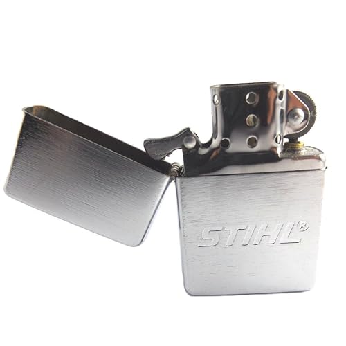 Stihl Sturmfeuerzeug Gravur Feuerzeug Chrom Gebürstet Klappbar Nachfüllbar