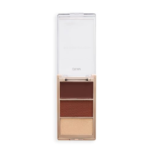 Revolution, Blush Icon Palette, Cream, Matte, & Shimmer Bronzer Trio, Hyaluronic Acid Infused, High Pigment, Vegan & Cruelty-Free, Teddy Nude, 0.09 oz