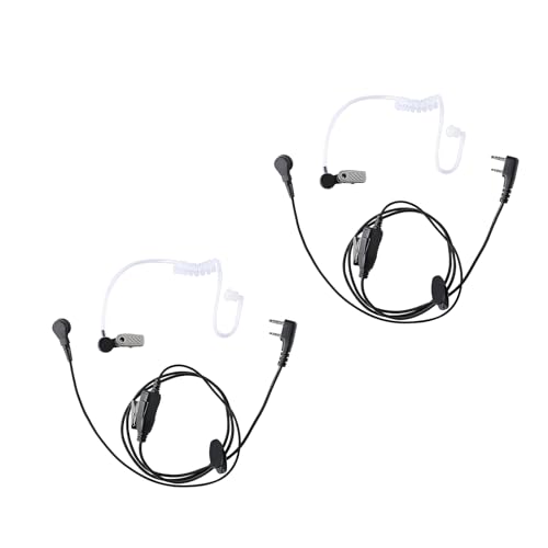 DLECNFUN Auriculares de radio de 2 vías con cable trenzado de nailon, auriculares Walkie Talkie con micrófono para Kenwood (paquete de 2)