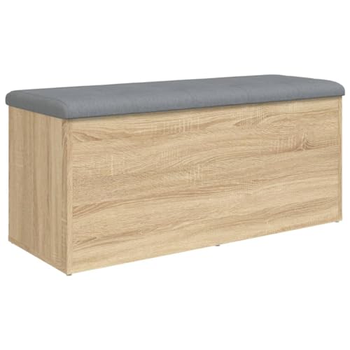 vidaXL Sitzbank, Bank mit Stauraum, Gepolstert Sitzhocker Truhenbank, Polsterbank Sitztruhe Aufbewahrungsbox für Wohnzimmer Flur, Sonoma-Eiche...