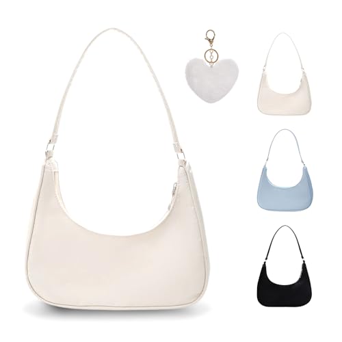 GIDWRIY Kleine Schultertasche Damen Beige, Tasche Aesthetic Y2k Handtasche Teenager Mädchen, Umhängetasche Vintage 90s, Small Shoulder Bag Women, Handbag, Achsel Tasche Frauen, Tasche Tote Bag