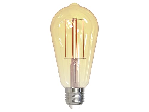 Müller-Licht Retro LED ST64 Kolbenform E27 Filament gold, 7W ersetzt 51W, nostalgisches warmweißes Licht (2000K) für ein gemütliches Ambiente, 650lm, dimmbar, 15000h Lebensdauer, 401080
