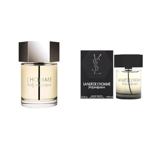 YVES SAINT LAURENT L’homme Eau De Toilette Spray For Men 3.3 oz & La Nuit De L’Homme for Men – 3.3 oz EDT Spray