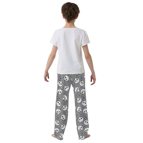 ZZXXB Prince Panda Boys Long Pants Soft Trousers Elastic Waist Kids Lounge Bottoms with Pockets S-XL3