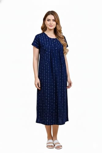 Image of Onekbhalo Women Cotton Night Dress Printed Culf Length Night Gown Short Nighty