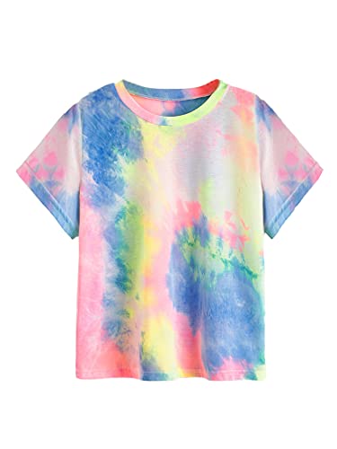 Verdusa Women's Casual Short Sleeve Tie Dye Tee