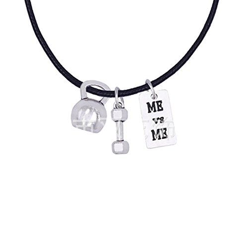 ibssha ME VS ME Leather Necklaces,Kettlebell Necklaces,Dumbbell Necklaces, Fitness Necklaces, Exercise Necklace,Gym Necklace