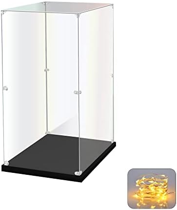 Acrylic Display Case for Collectibles Assemble Clear Acrylic Display Box for Lego Alternative Glass Case for Display Figures Doll Toys Home Storage(10x10x15.7 inch, 25x25x40 cm)