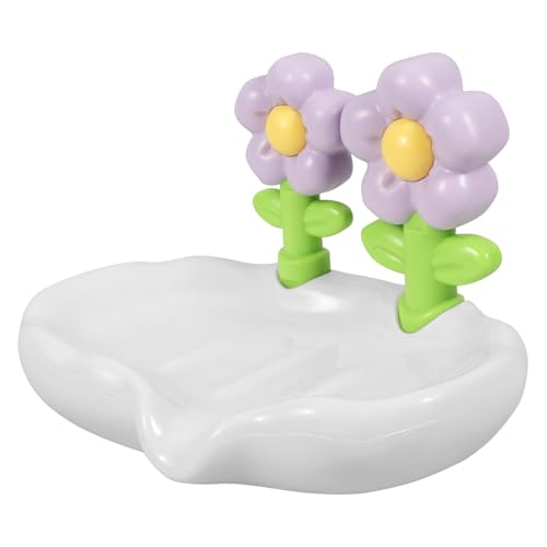 Alipis Lindo jabonera de Flores jabón de Paloma Base de jabón Estante de Ducha Esponja Hundir Accesorios de baño Lavabo de baño contenedor de jabón jabonera de baño Abdominales Púrpura