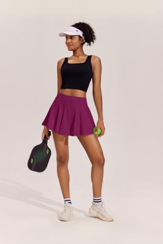 Image of PINSPARK Womens Tennis Skirt Pleated Athletic Skirts with Pockets Shorts High Waisted Golf Skort for Workout Pickleball