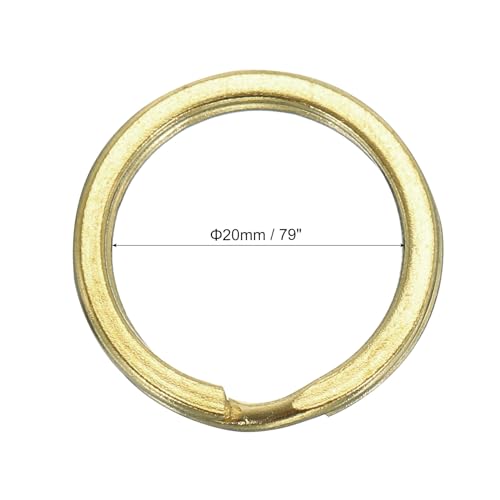 PATIKIL Flat Split Ring, 20Pcs 0.8"/20mm Dia Brass Flat Split Key Chain Rings for DIY Home Office Car Keys - Image 2