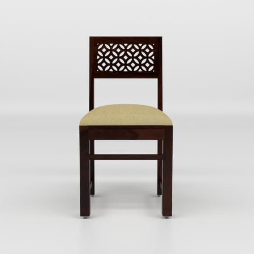 Image of Solid Sheesham Wood Dining Chair Set of 2 | Wooden Dining Chairs with Cushioned Seat | Modern Dining Room Chair for Home, Kitchen & Restaurant | Premium Honey Finish