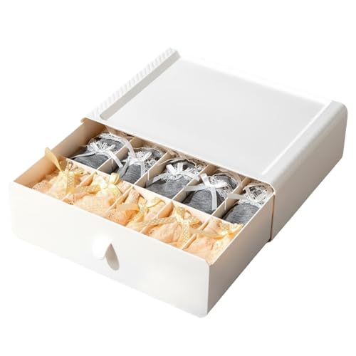 SmartMaster 引き出し収納ボックス 下着収納ケース 靴下 収納 仕切り ブラジャー ネクタイ 小物入れ 10マス 調整可能 デスクトップ収納 衣類収納 化粧品 文房具 寝室 オフィス 大容量 省スペース 積み重ね可能 防塵 防虫 防湿 PP ポリプロピレン素材 ホワイト (約30.5×22×10cm)