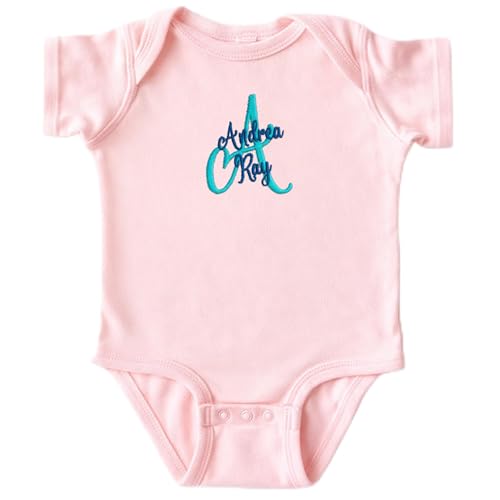 NAZENTI Personalized Baby Onesie, Custom Embroidered Initial Bodysuit, Custom Name