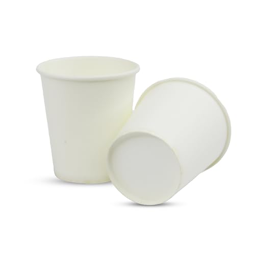 Image of Paper Cups 50 Pcs, Disposable Cups, 150 ML Hot & Cold Beverage Tea, Cofee, Water Cups for Parties, Events, Offices, and Homes, White