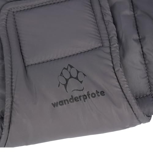 Wanderpfote Hundemantel in Grau, Größe XS - Synthetische Daunenjacke, Stilvoll und Elegant - Wasserdicht - Für Kleine Hunde - Wintermantel