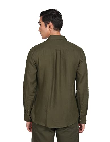 Image of U.S. Polo ASSN. Men's Solid Linen Tailored Fit Button Down Casual Shirt