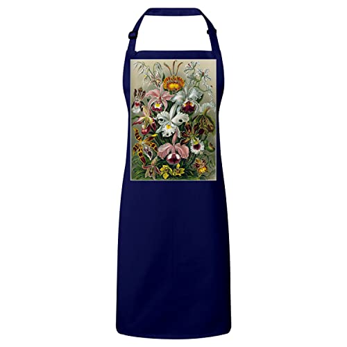 Tablier cuisine orchidée fleurs botanique dessin gravure ancienne