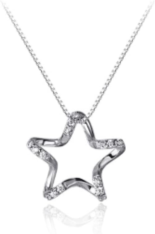 Collier pentagramme argent S925 femme zircon chaîne ras du cou bohème