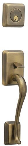 Schlage FA358STN609 Sutton Exterior Handleset in Antique Brass