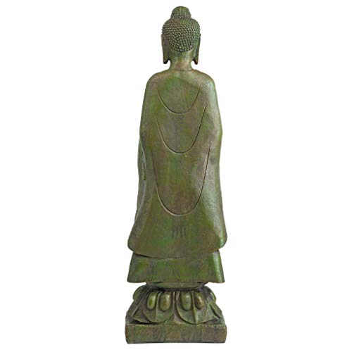 Design Toscano Enlightened One Asian Decor Indoor/Outdoor Garden Statue, 12 inches Wide, 40 inches Tall, Cast Stone Resin, Green Bronze Finish