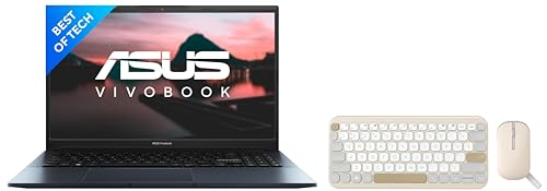 Image of ASUS Vivobook Pro 15, AMD Ryzen 7 5800H, 15.6 inch (39.62 cm) FHD, Thin and Light Laptop + (16 GB RAM /1TB SSD /4GB RTX 3050) M6500QC-HN751WS + MD100 Mice (Biege) + KW100 Keyboard (Oat Milk)