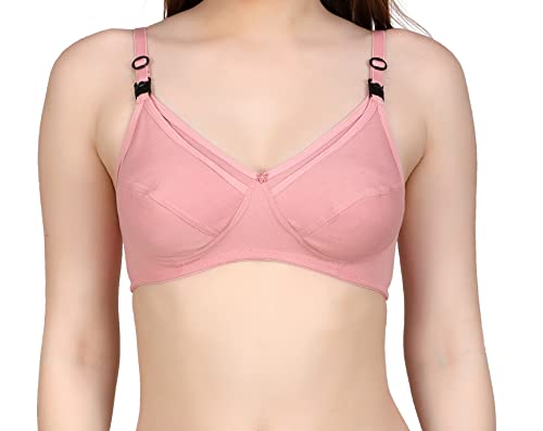 Image of Women Maternity Non Padded Bra - Made of Pure Cotton Full Coverage Non Wired Seamless Pushup Soft Cup for T-Shirt Saree Dress Sports Garment for Daily Use Everyday