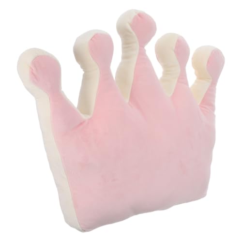 Image of RUNROTOO Pink Crown Shaped Plush Throw Pillow for ' Room