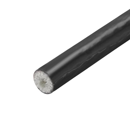 Image of MECCANIXITY 1 /2 inch ID 1.6ft Heat Shielded Fire Sleeve Silicone Coated Fiberglass Tape, for Automotive Hose Lines Wires Electrical Wiring, Black