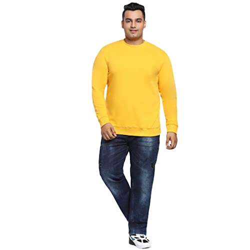 Image of Bewakoof Men's Solid Regular Fit Full Sleeve Round Neck Fleece Plus Size Sweatshirt